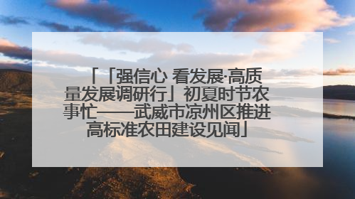 「强信心 看发展·高质量发展调研行」初夏时节农事忙——武威市凉州区推进高标准农田建设见闻