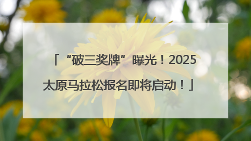 “破三奖牌”曝光！2025太原马拉松报名即将启动！