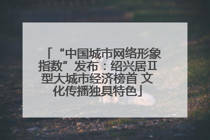 “中国城市网络形象指数”发布：绍兴居Ⅱ型大城市经济榜首 文化传播独具特色