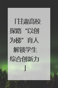 甘肃高校探路“以创为梯”育人 解锁学生综合创新力