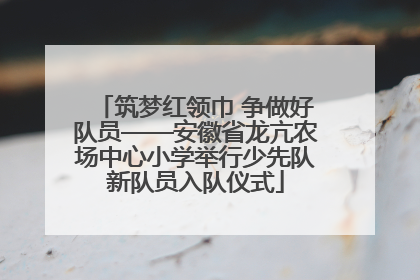 筑梦红领巾 争做好队员——安徽省龙亢农场中心小学举行少先队新队员入队仪式