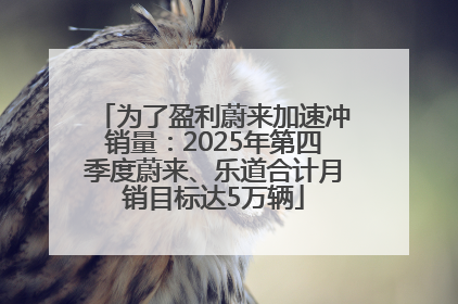 为了盈利蔚来加速冲销量：2025年第四季度蔚来、乐道合计月销目标达5万辆
