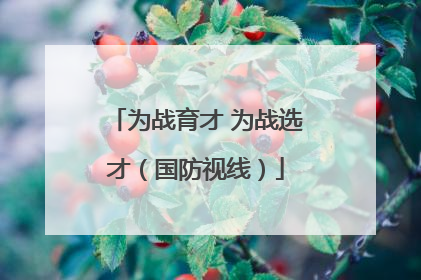 为战育才 为战选才（国防视线）