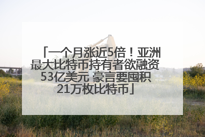 一个月涨近5倍！亚洲最大比特币持有者欲融资53亿美元 豪言要囤积21万枚比特币