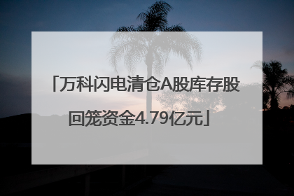 万科闪电清仓A股库存股 回笼资金4.79亿元