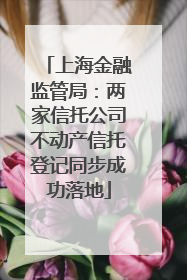 上海金融监管局：两家信托公司不动产信托登记同步成功落地
