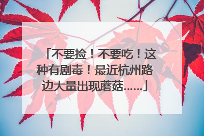 不要捡！不要吃！这种有剧毒！最近杭州路边大量出现蘑菇……