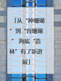 从“种珊瑚”到“育珊瑚” 海底“造林”有了新进展