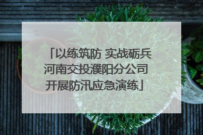 以练筑防 实战砺兵 河南交投濮阳分公司开展防汛应急演练