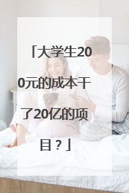 大学生200元的成本干了20亿的项目？