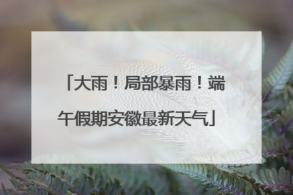 大雨！局部暴雨！端午假期安徽最新天气