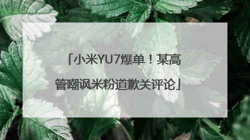 小米YU7爆单！某高管嘲讽米粉道歉关评论