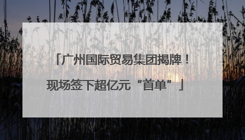 广州国际贸易集团揭牌！现场签下超亿元“首单”