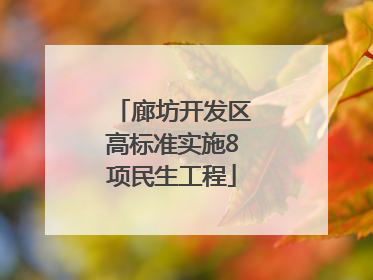 廊坊开发区高标准实施8项民生工程