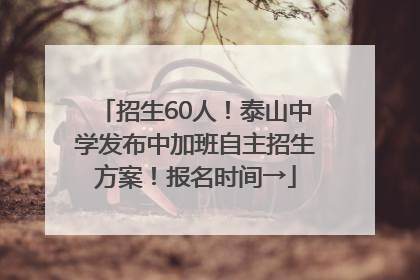 招生60人！泰山中学发布中加班自主招生方案！报名时间→
