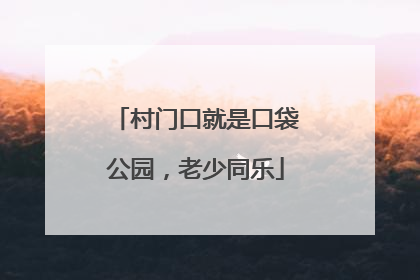 村门口就是口袋公园，老少同乐
