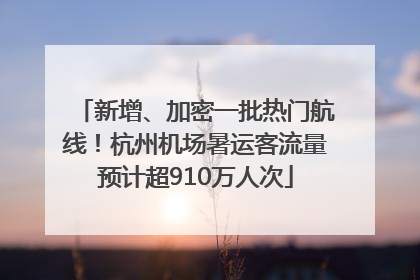 新增、加密一批热门航线！杭州机场暑运客流量预计超910万人次