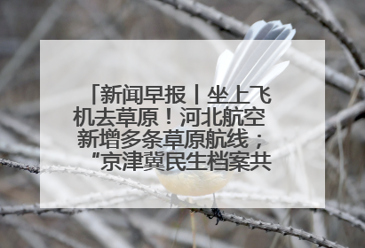 新闻早报丨坐上飞机去草原！河北航空新增多条草原航线；“京津冀民生档案共享利用平台”上线试运行>>