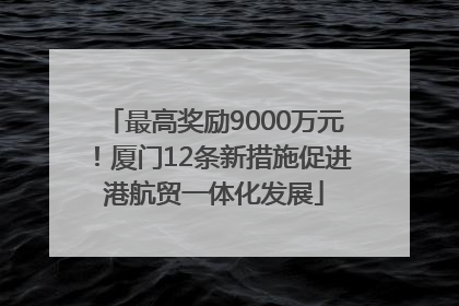 最高奖励9000万元！厦门12条新措施促进港航贸一体化发展