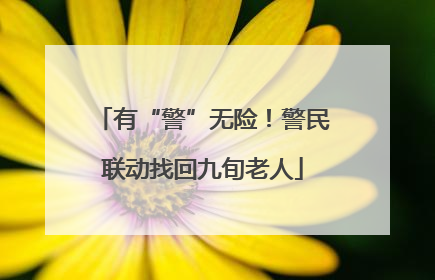有“警”无险！警民联动找回九旬老人