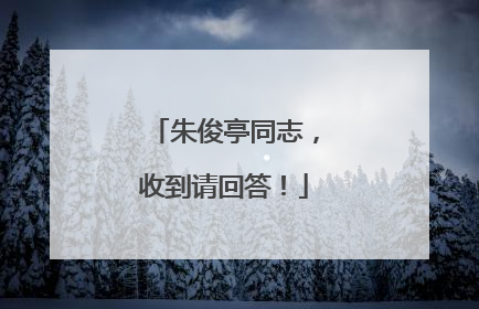 朱俊亭同志，收到请回答！