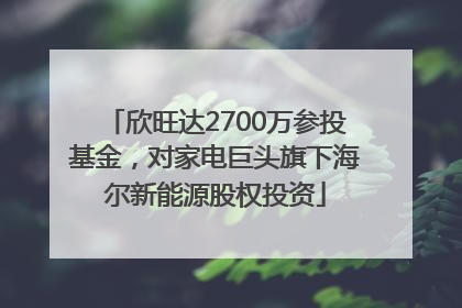 欣旺达2700万参投基金，对家电巨头旗下海尔新能源股权投资