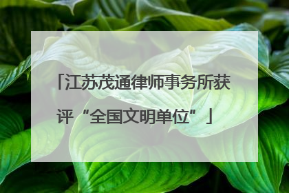 江苏茂通律师事务所获评“全国文明单位”
