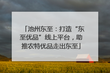 池州东至：打造“东至优品”线上平台，助推农特优品走出东至