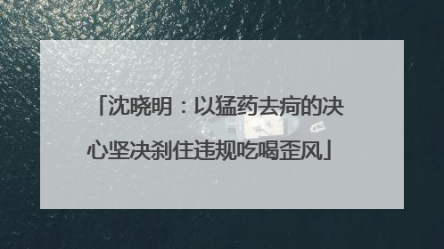 沈晓明：以猛药去疴的决心坚决刹住违规吃喝歪风