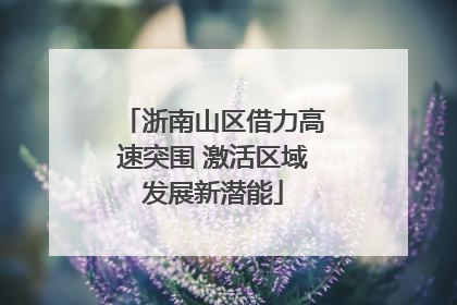 浙南山区借力高速突围 激活区域发展新潜能