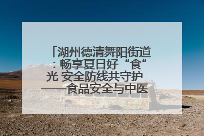 湖州德清舞阳街道：畅享夏日好“食”光 安全防线共守护——食品安全与中医养生知识宣传