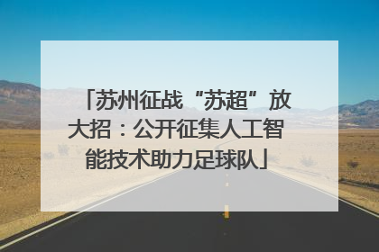 苏州征战“苏超”放大招：公开征集人工智能技术助力足球队
