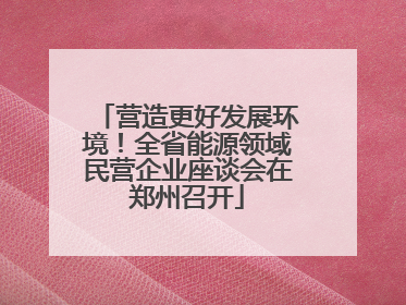 营造更好发展环境！全省能源领域民营企业座谈会在郑州召开