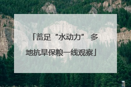 蓄足“水动力” 多地抗旱保粮一线观察