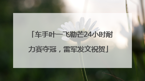 车手叶一飞勒芒24小时耐力赛夺冠，雷军发文祝贺