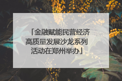 金融赋能民营经济高质量发展沙龙系列活动在郑州举办
