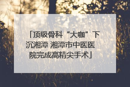 顶级骨科“大咖”下沉湘潭 湘潭市中医医院完成高精尖手术