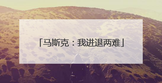 马斯克：我进退两难