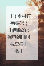 （乡村行·看振兴）山西临汾：保电到田间 抗旱保丰收