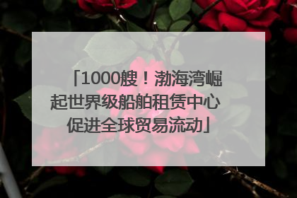 1000艘！渤海湾崛起世界级船舶租赁中心 促进全球贸易流动
