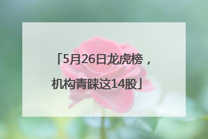 5月26日龙虎榜，机构青睐这14股
