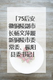 75后安徽铜陵副市长杨文萍履新铜陵市委常委、枞阳县委书记